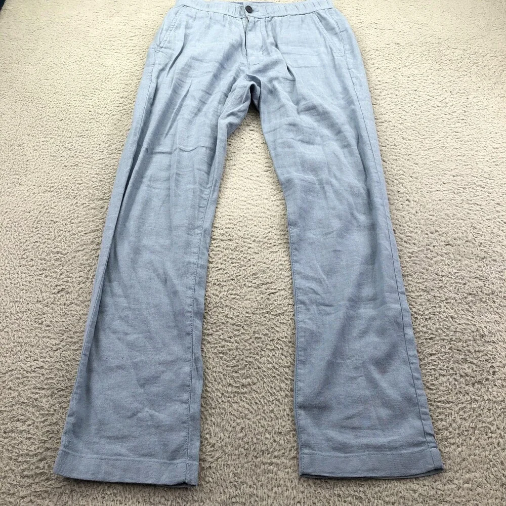 Tommy Bahama Pants Mens 32x32 Blue Linen Chino Relaxed Straight Casual Pockets
